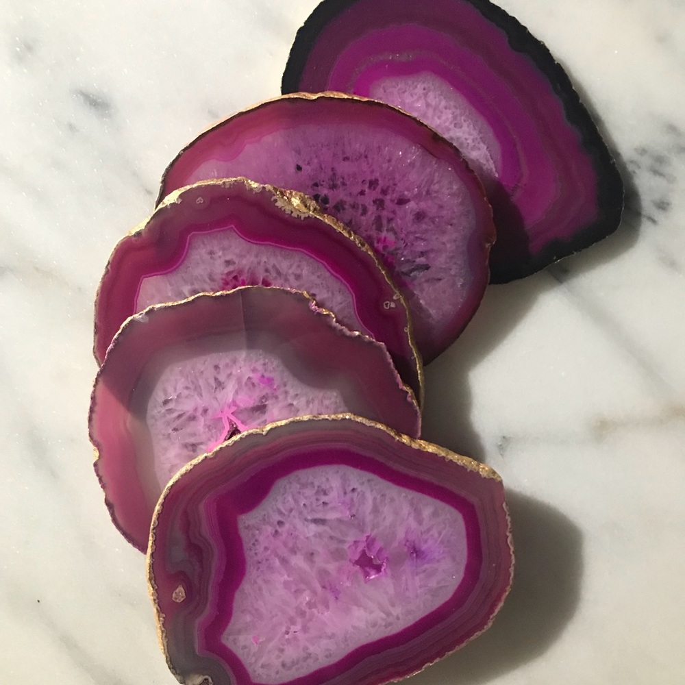 Handmade Pink Agate Coaster Set